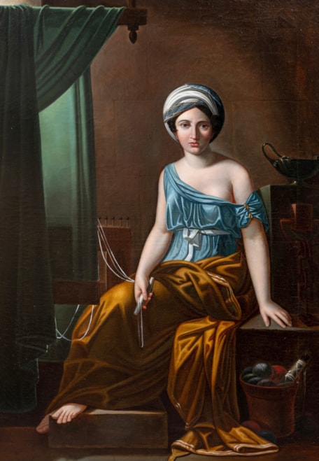 Hélène occupée à broder, voit arriver Laodicé